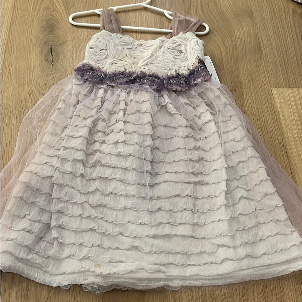 Elegant Purple and Cream Kids Dress